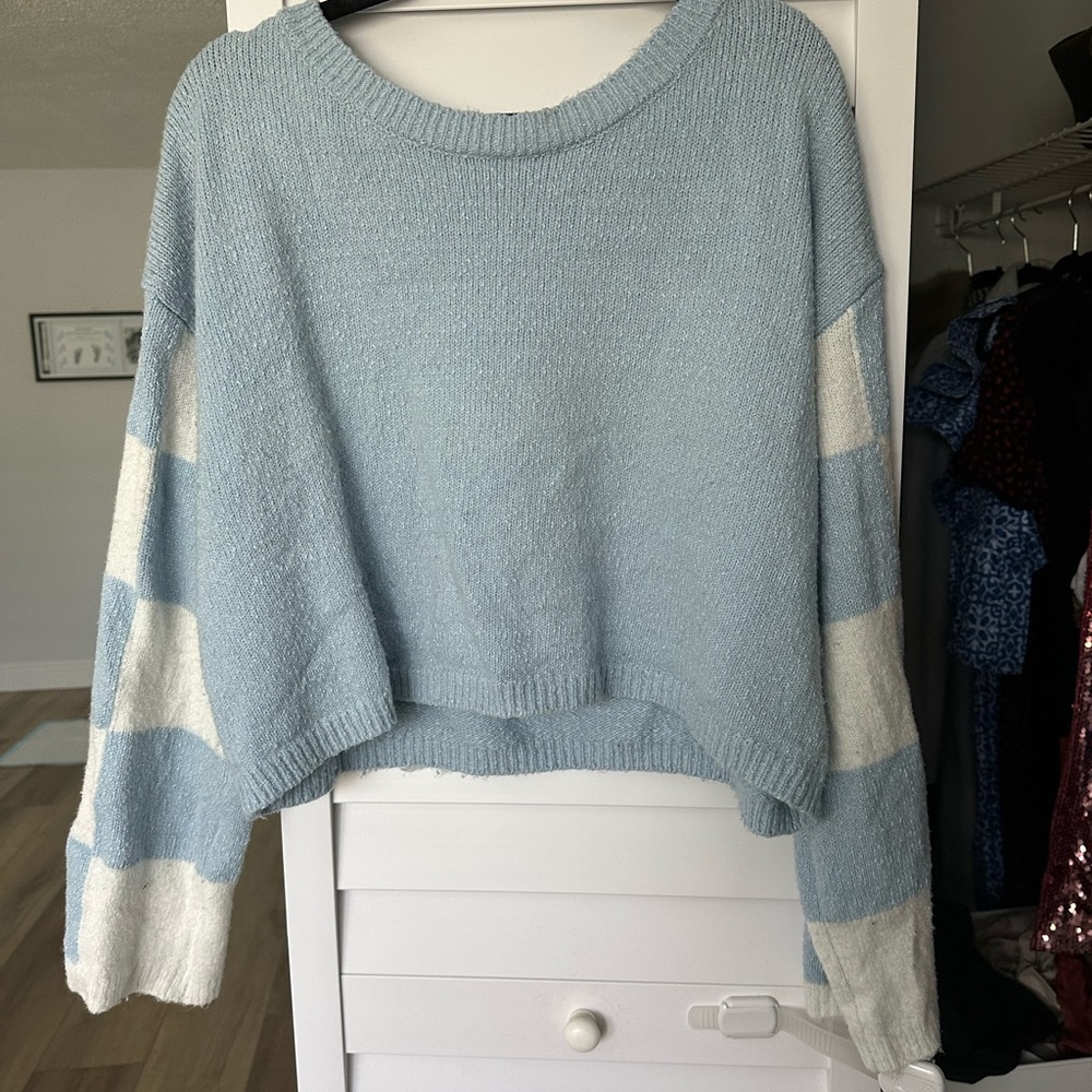 By Together Blue and White Crew Neck Sweater